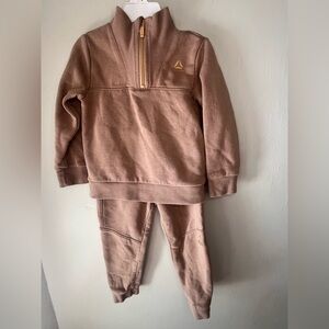 Reebok Tan 1/4 Zip Sweatshirt & Pants Matching Set Toddler Size 3T